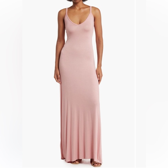 GO COUTURE Maxi Dress Women’s S Deep V Pink Summer Modal - Picture 1 of 11